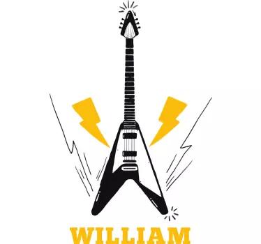 Electric guitar with name rock sticker - TenStickers