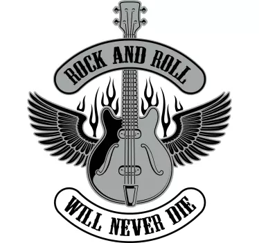 Guitar with flames rock sticker - TenStickers