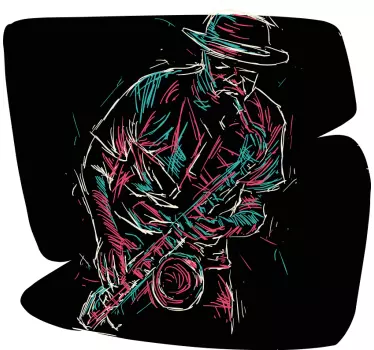 Abstract jazz saxophone player wallpaper sticker - TenStickers
