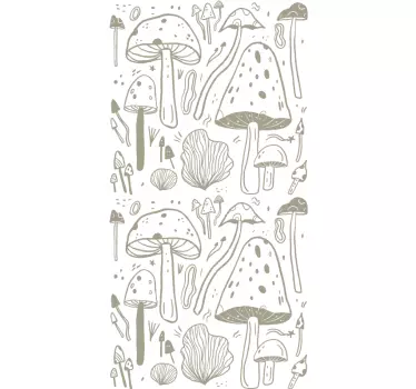 Beige mushrooms pattern fridge decal - TenStickers