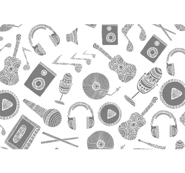 Musical Elements Pattern laptop sticker - TenStickers