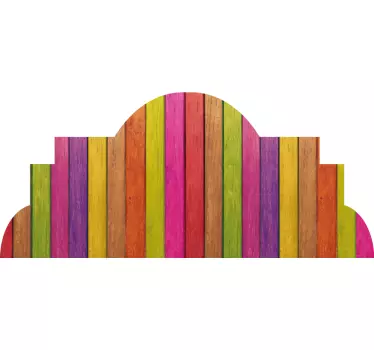 Colorful wood planks design headboard wall sticker - TenStickers