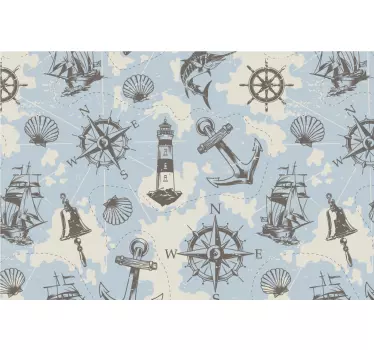 Vintage nautical pattern laptop sticker - TenStickers