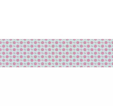 Nautical helm on chevron pattern stair decal - TenStickers