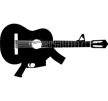 Machine Gun Guitar Wall Sticker - TenStickers