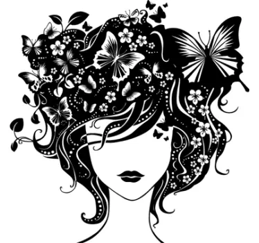 Divinity forest female face with butterfly wall sticker - TenStickers