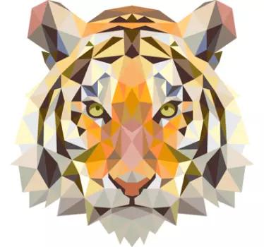Geometric tiger head animal wall sticker - TenStickers
