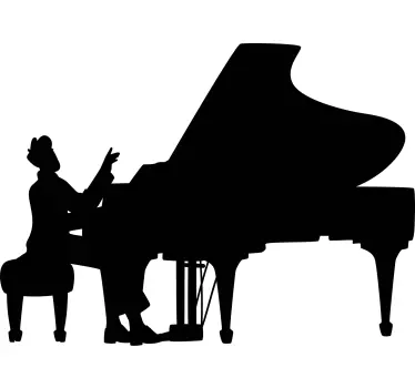 Music sticker piano player silhouette - TenStickers