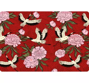 Cranes with Peonies laptop skin - TenStickers