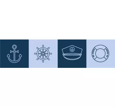 Nautical Symbols Collection stair riser sticker - TenStickers