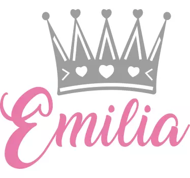 Silver crown with pink name custom sticker - TenStickers