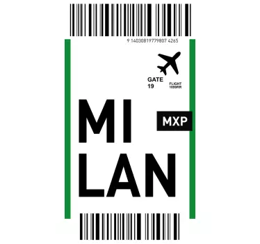 Milan Boarding Pass iPhone sticker - TenStickers