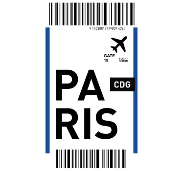 Iphone sticker flight ticket to paris - TenStickers