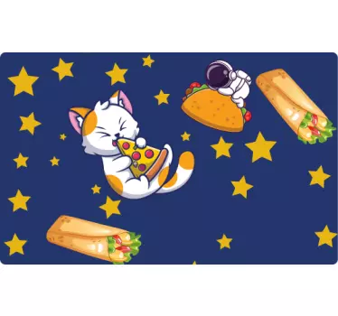 Cat with pizza and burritos credit card sticker - TenStickers