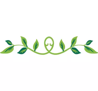 Green leaves filigree border living room wall sticker - TenStickers