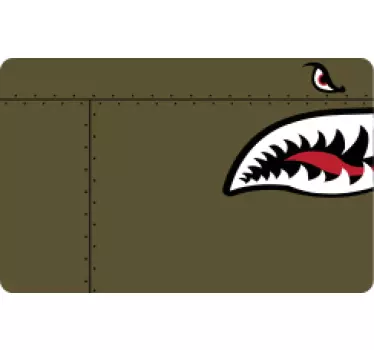 Green military shark face credit card sticker - TenStickers