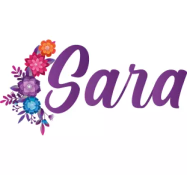 Floral name design illustration wall sticker - TenStickers