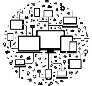 Circle media icons office wall decal - TenStickers