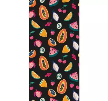 Multicolor fruits on black background fridge decals - TenStickers