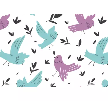 Bird and leaves pattern laptop skin - TenStickers