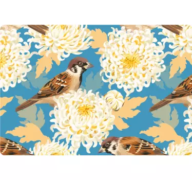 Sparrows on flowers laptop skin - TenStickers