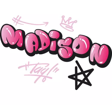 Pink graffiti name wall sticker for kids - TenStickers