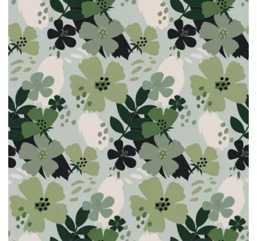 Green tones leaves floral pattern decals for furniture - TenStickers