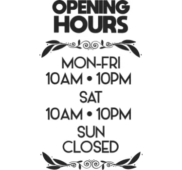 Personalised opening hours shop window sticker - TenStickers