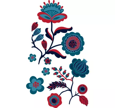 Traditional colorful polish folk art pattern wallpaper sticker - TenStickers
