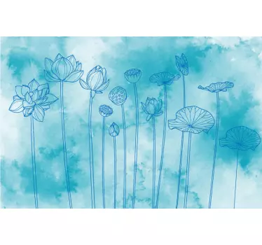 Delicate blue watercolor flowers bank card sticker - TenStickers