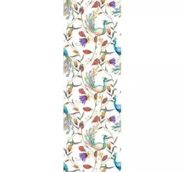 Garden flowers with little birds glass door decal - TenStickers