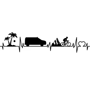 Electrocardiogram travel van decal - TenStickers