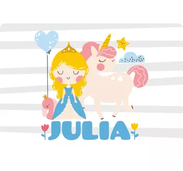 Laptop skin princess and unicorn design - TenStickers