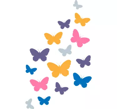 Multicolor butterflies flying butterfly wall decal - TenStickers