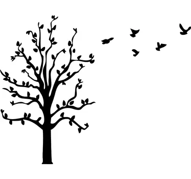 Tree and flying birds macbook laptop sticker - TenStickers