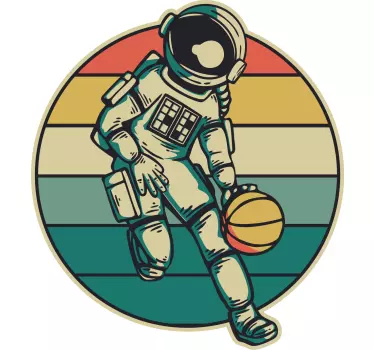 Vintage astronaut playing basketball bedroom sticker - TenStickers