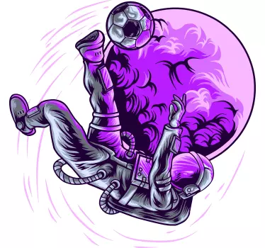 Football sticker astronaut kicking soccer ball - TenStickers