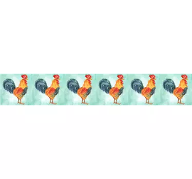 Realistic colored drawing  of rooster border sticker - TenStickers