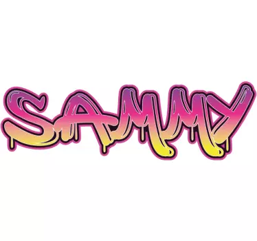 Pink and yellow graffitti style text custom sticker - TenStickers