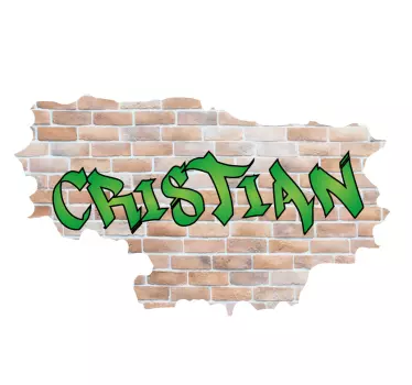 Broken wall effect with bricks and graffitti custom sticker - TenStickers
