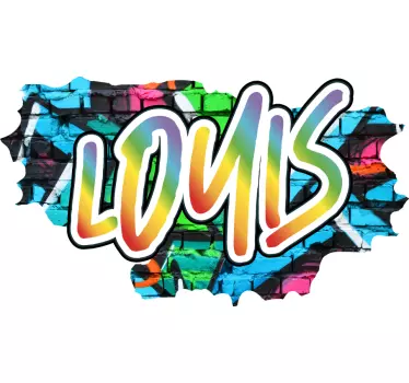 Broken wall with colorful graffiti name custom decal - TenStickers