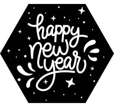 Hexagonal New Year Greetings shop window sticker - TenStickers