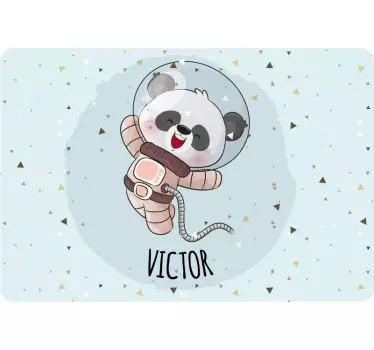 Cute panda for boy with name laptop sticker - TenStickers