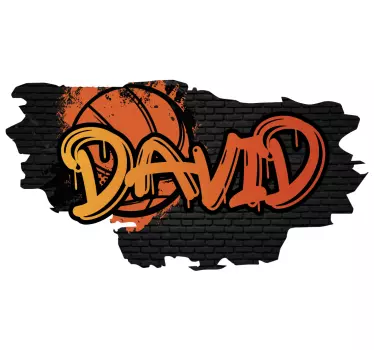 Orange graffitti name with basketball custom sticker - TenStickers