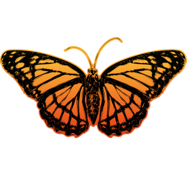 Orange Butterfly Vintage recycling decal for bin - TenStickers