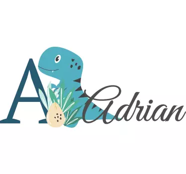 Cute animals dino with name kids bedroom wall sticker - TenStickers