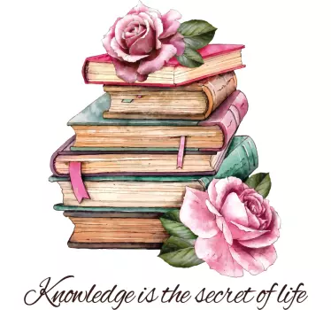 Books and Roses quote sticker - TenStickers