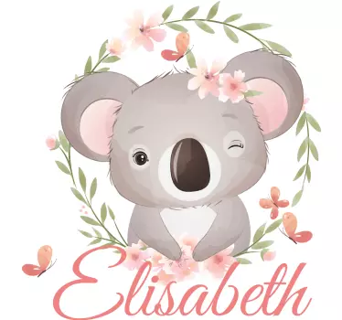Custom name cute koala wall sticker for kids - TenStickers