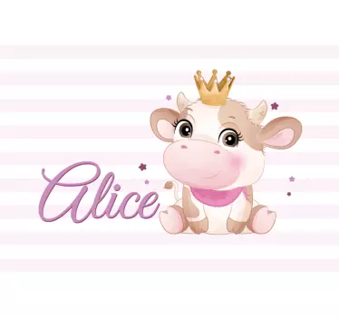 Adorable cow with name laptop skin - TenStickers