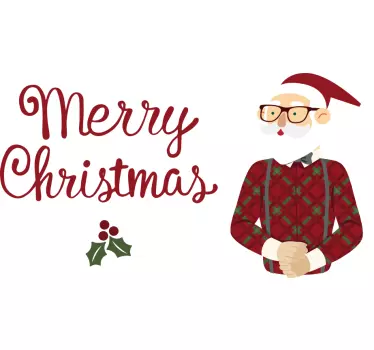 Happy hipster christmas window decal - TenStickers